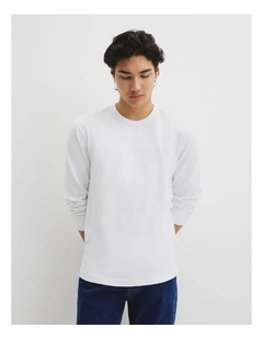 Long Sleeve Slub T-shirt in White