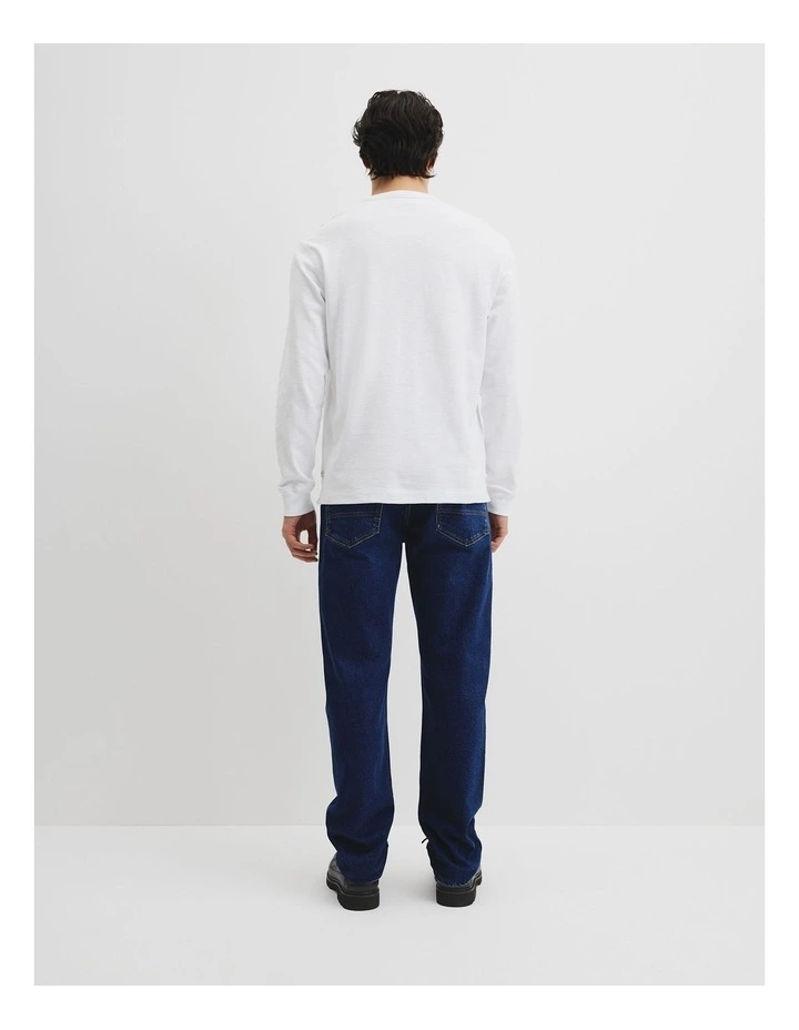 Long Sleeve Slub T-shirt in White image 4