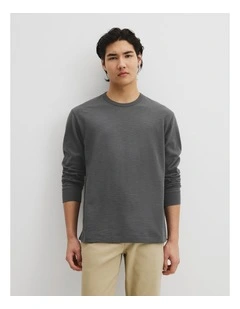 Long Sleeve Slub T-shirt in Charcoal