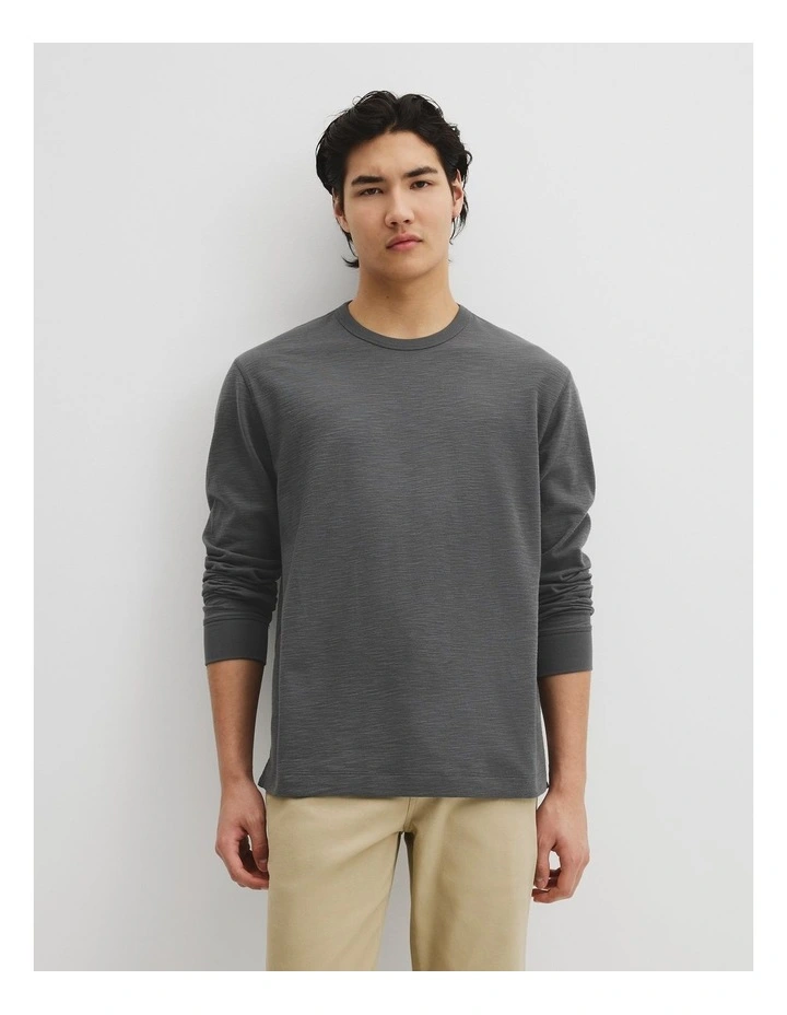 Long Sleeve Slub T-shirt in Charcoal image 1