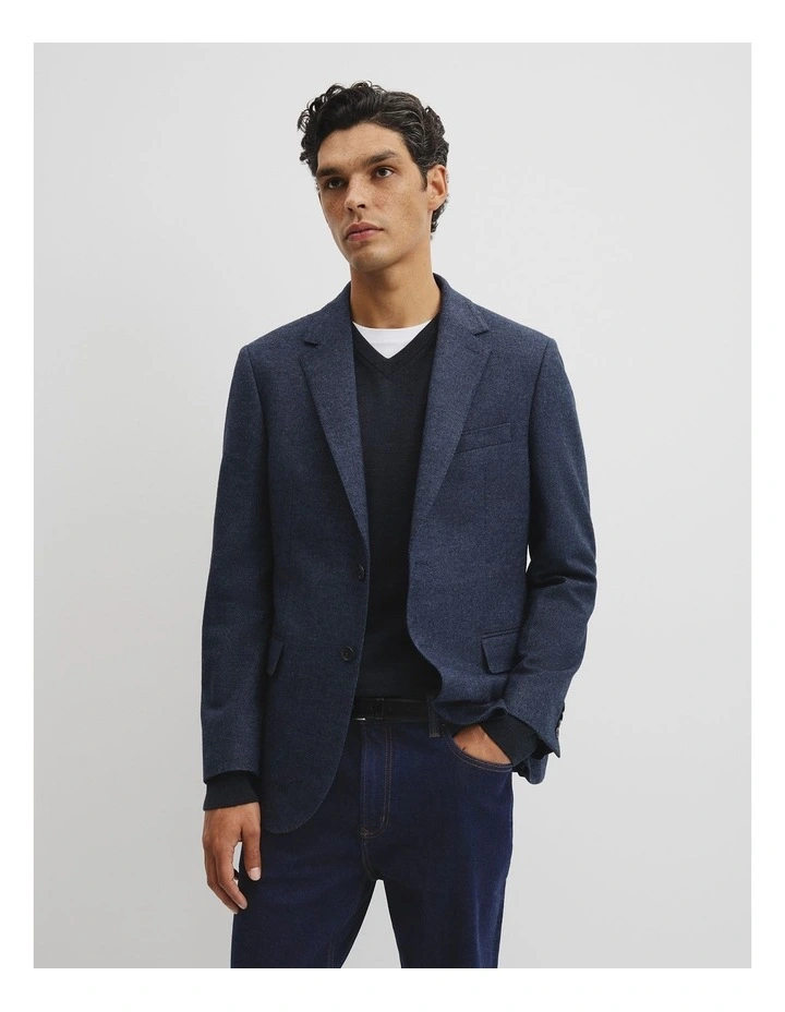 Regular Fit Wool Blend Texture Jacket in Navy image 1