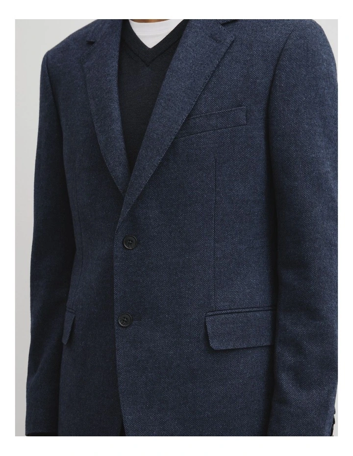 Regular Fit Wool Blend Texture Jacket in Navy image 2