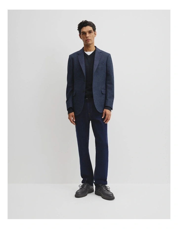 Regular Fit Wool Blend Texture Jacket in Navy image 3