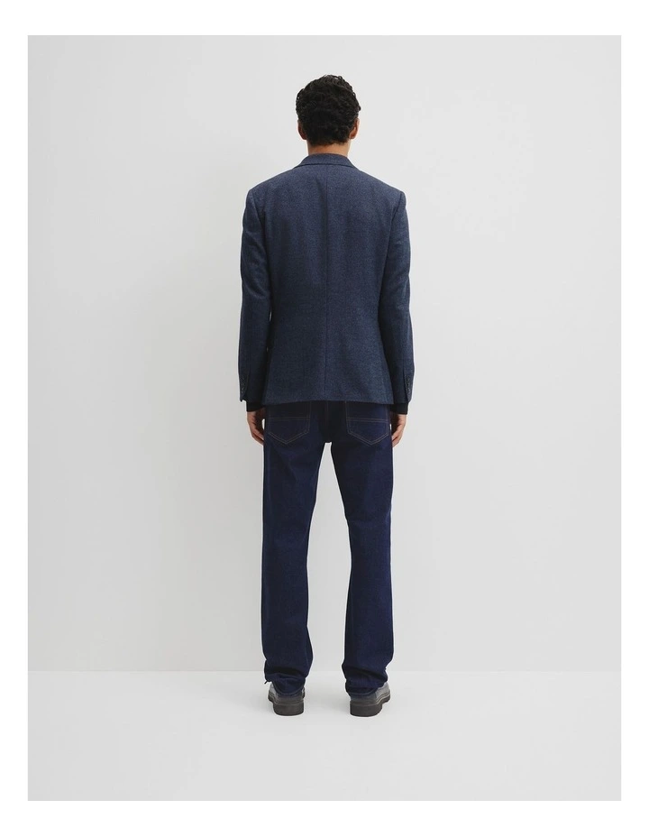 Regular Fit Wool Blend Texture Jacket in Navy image 5