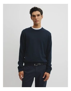 Australian Good Earth Cotton Crew Neck Knit in Navy