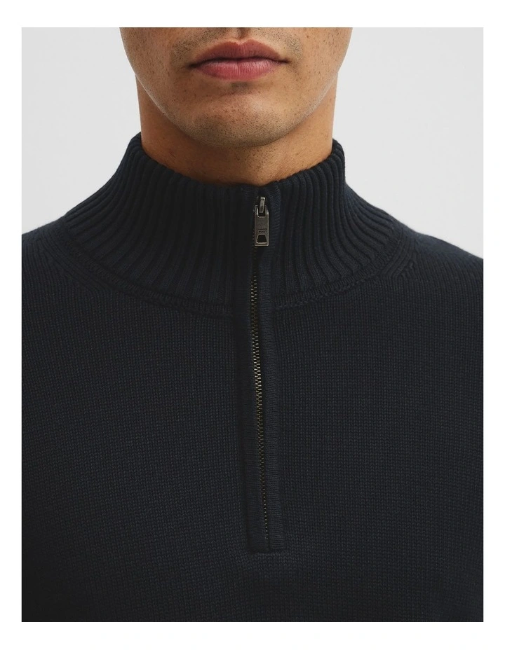 Australian Good Earth Cotton Half Zip Knit in Black image 2