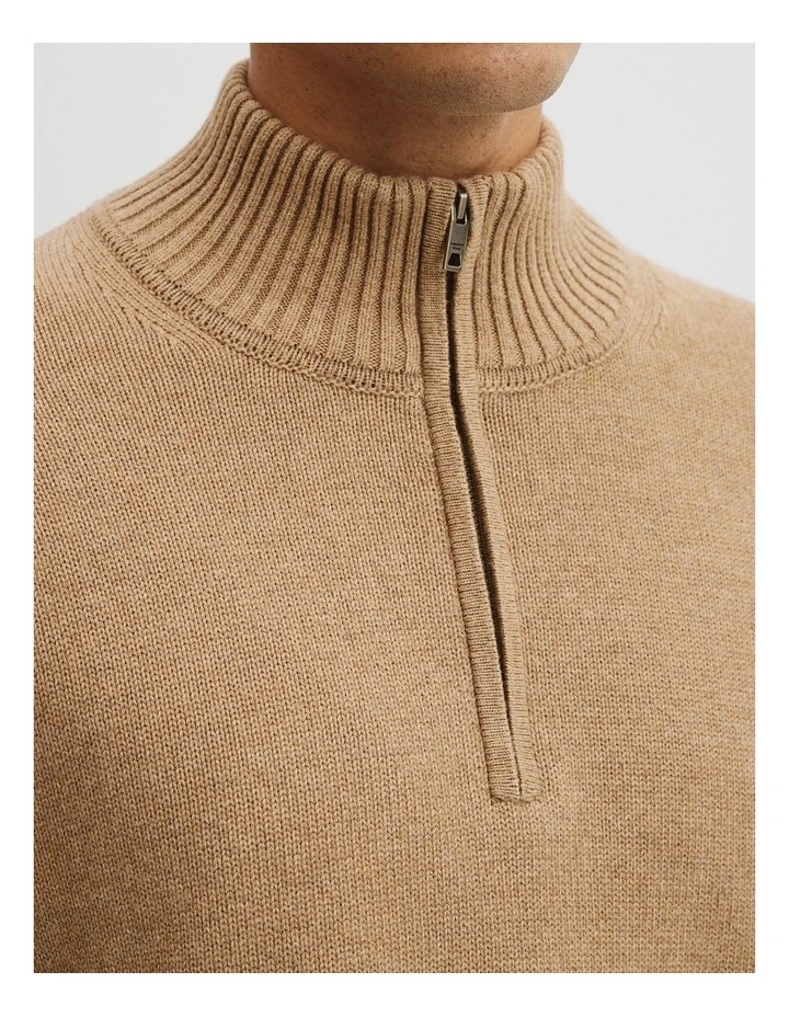Australian Good Earth Cotton Half Zip Knit in Bark image 2