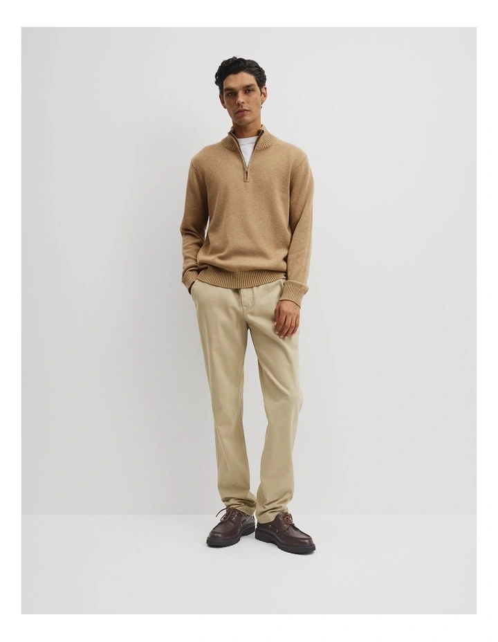 Australian Good Earth Cotton Half Zip Knit in Bark image 3