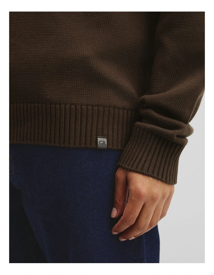 Australian Good Earth Cotton Half Zip Knit in Mahogany image 2