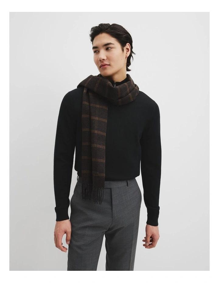 Woven Check Scarf in Charcoal Marle image 2