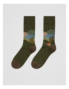 Camping Sock in Dark Olive