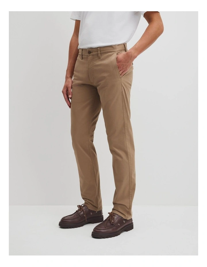 Australian Cotton Standard Fit Stretch Chino in Tan image 4