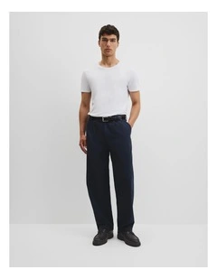 Pleated Wide Leg Chino in True Navy
