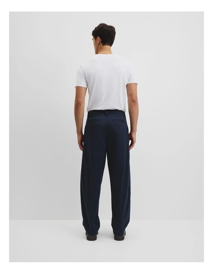 Pleated Wide Leg Chino in True Navy image 5