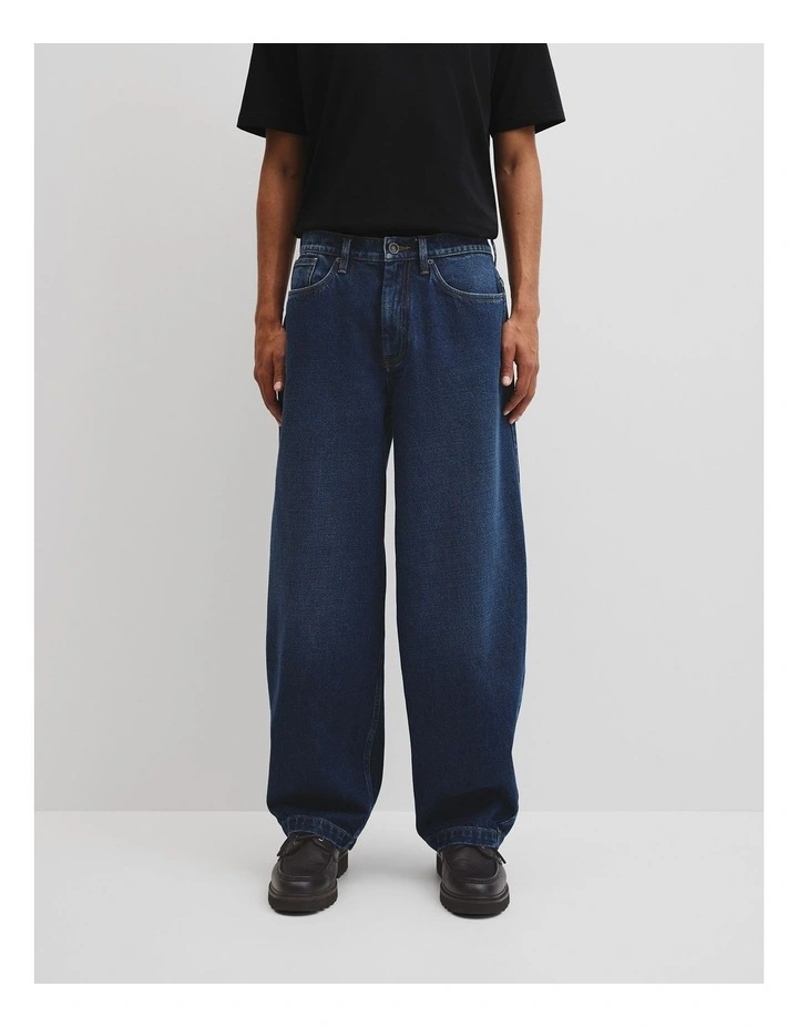 Barrel Leg Jean in Mid Blue Denim image 2