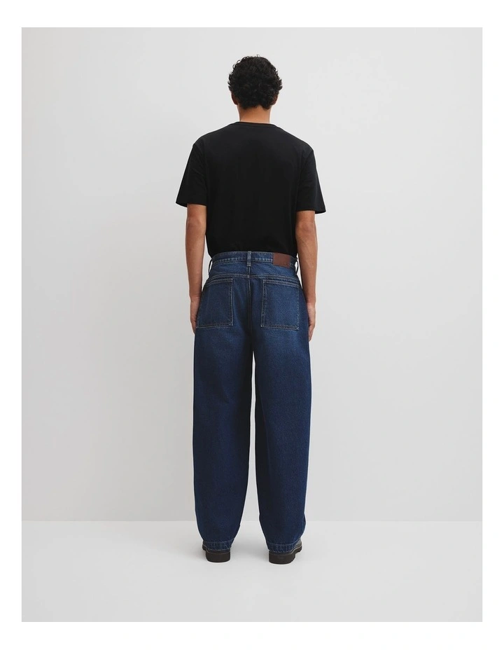 Barrel Leg Jean in Mid Blue Denim image 4