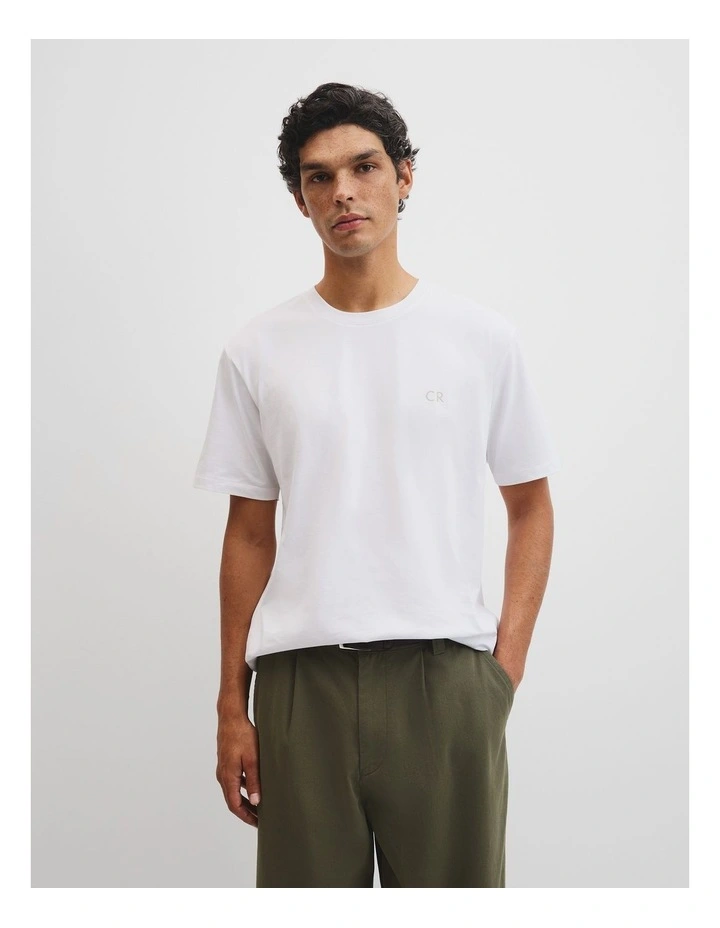 Short Sleeve Australian Cotton Country Road Modern Logo T-shirt in White image 2