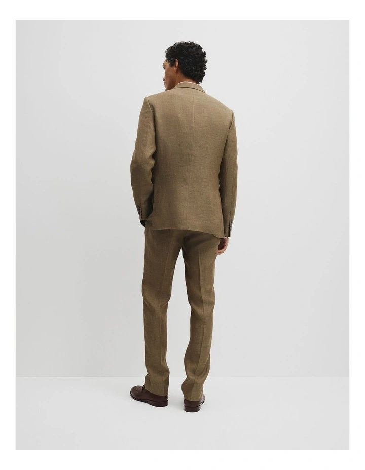Regular Fit Linen Jacket in Khaki image 5