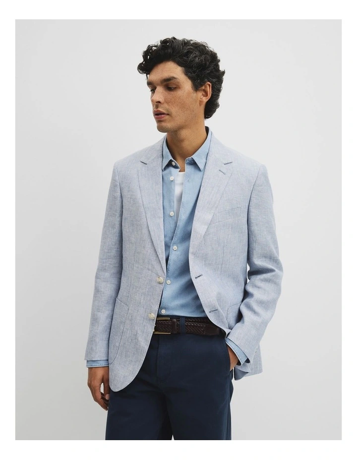 Regular Fit Linen Chambray Jacket in Chambray Blue image 1