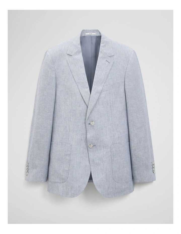Regular Fit Linen Chambray Jacket in Chambray Blue image 2