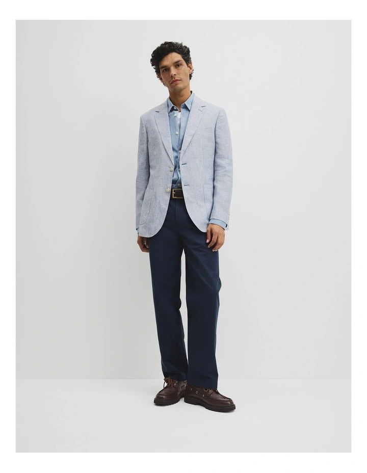 Regular Fit Linen Chambray Jacket in Chambray Blue image 4