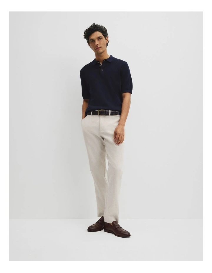 Short Sleeve Good Earth Cotton Pique Knit Polo in Midnight image 4