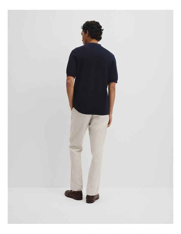 Short Sleeve Good Earth Cotton Pique Knit Polo in Midnight image 5