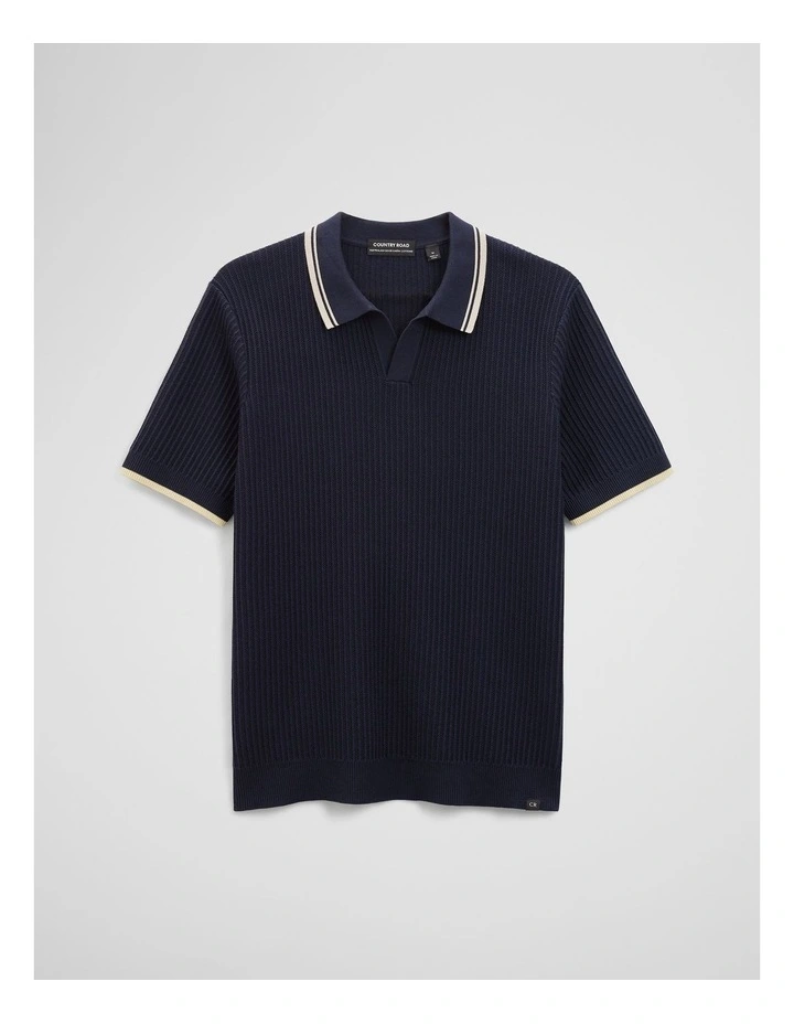 Australian Good Earth Cotton Tapered Trophy Polo in Midnight image 2