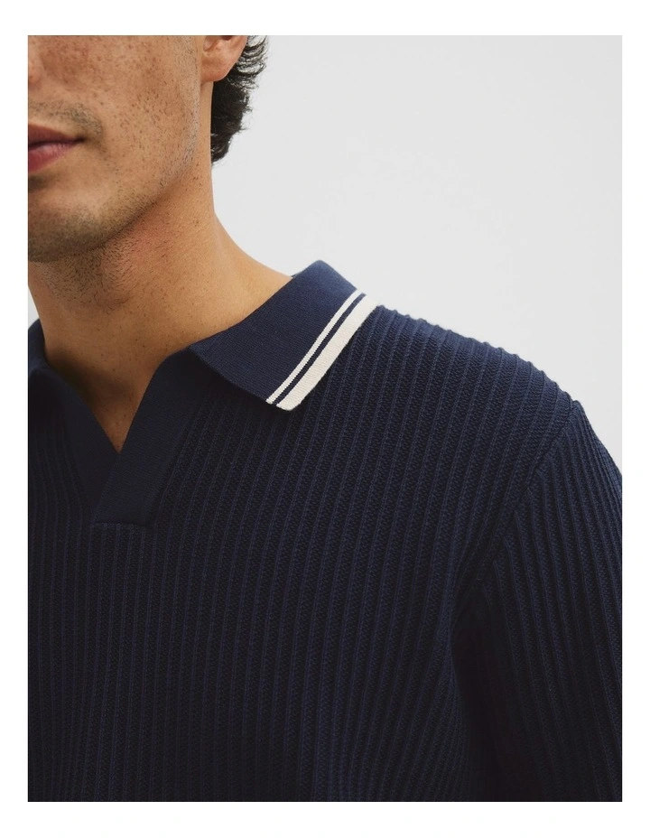 Australian Good Earth Cotton Tapered Trophy Polo in Midnight image 3