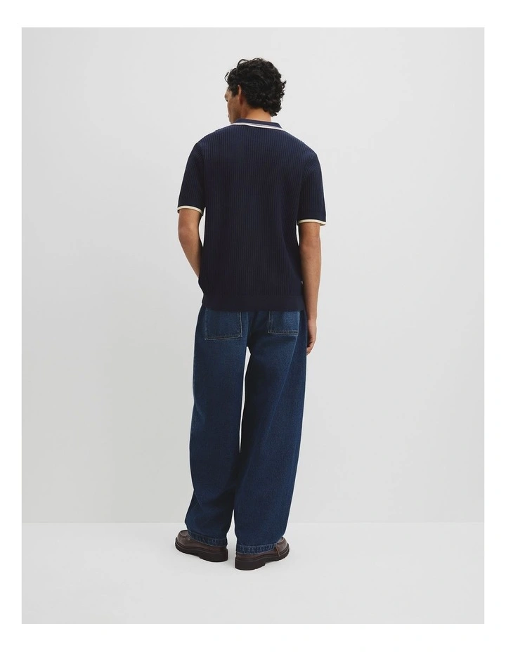 Australian Good Earth Cotton Tapered Trophy Polo in Midnight image 5