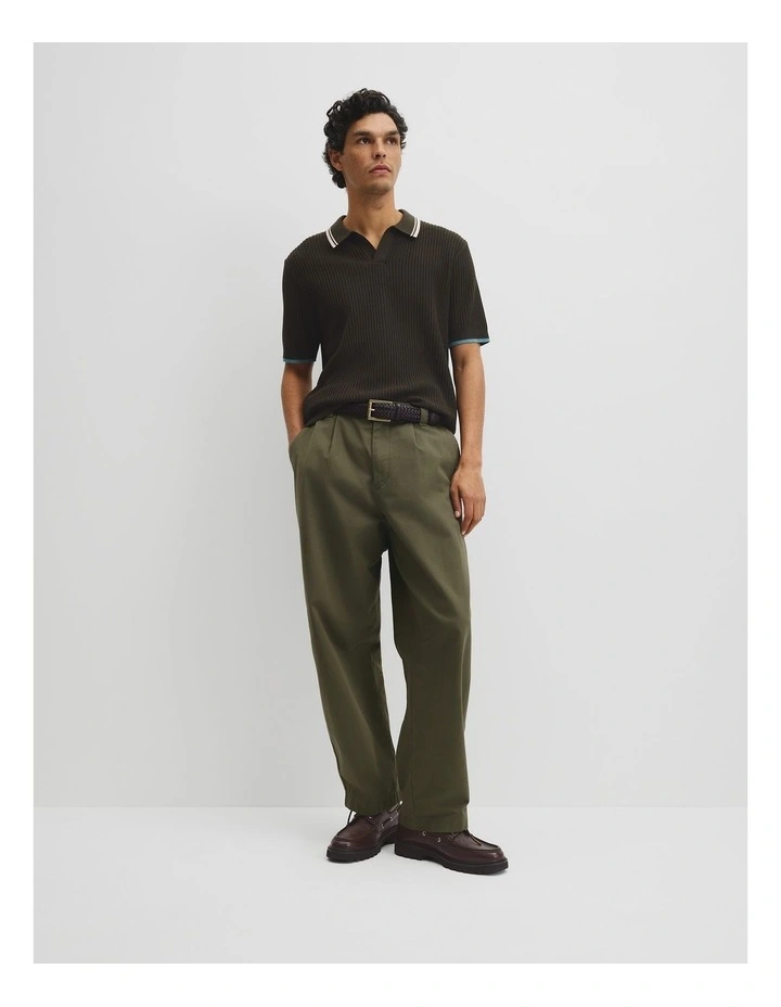 Australian Good Earth Cotton Tapered Trophy Polo in Deep Khaki image 4