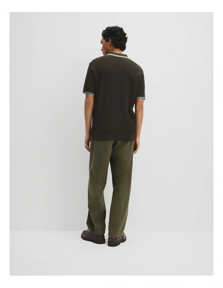 Australian Good Earth Cotton Tapered Trophy Polo in Deep Khaki image 5