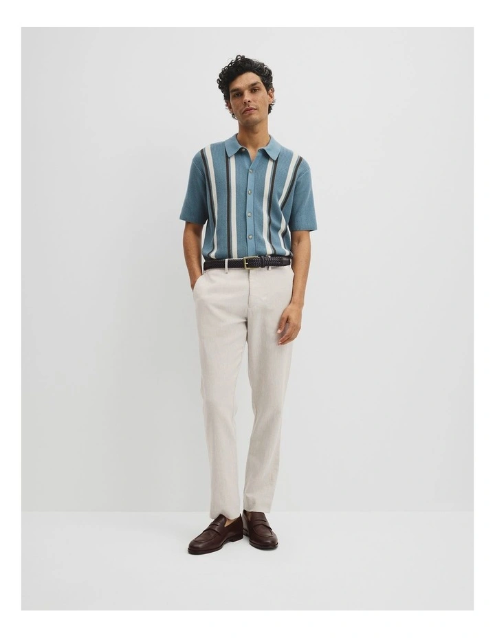 Australian Good Earth Cotton Textured Stripe Knit Shirt in Steel image 4