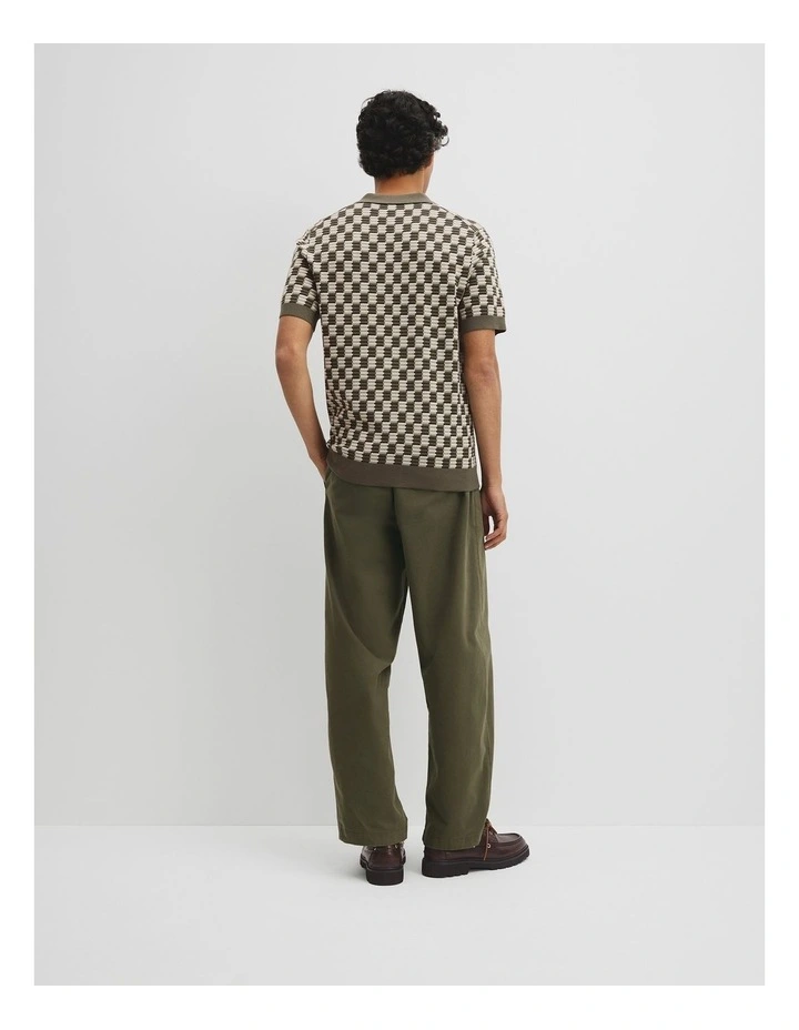 Australian Cotton Silk Jacquard Trophy Polo in Deep Khaki image 5
