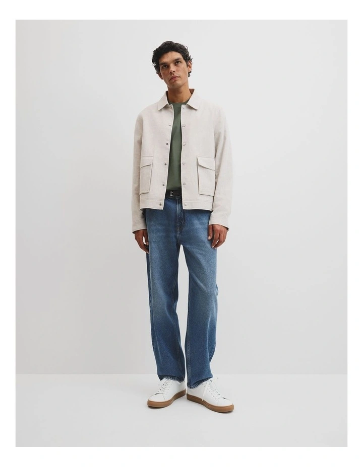 Lin Cut Out Blend Bttn Jacket in Oat image 2