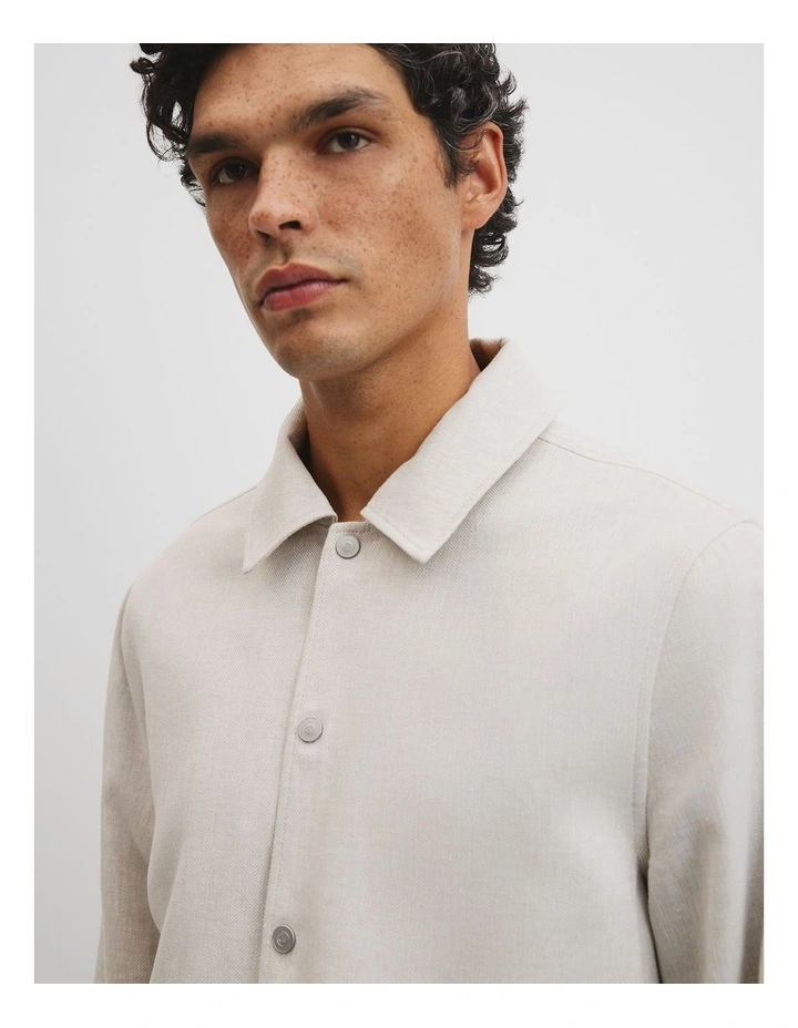 Lin Cut Out Blend Bttn Jacket in Oat image 3