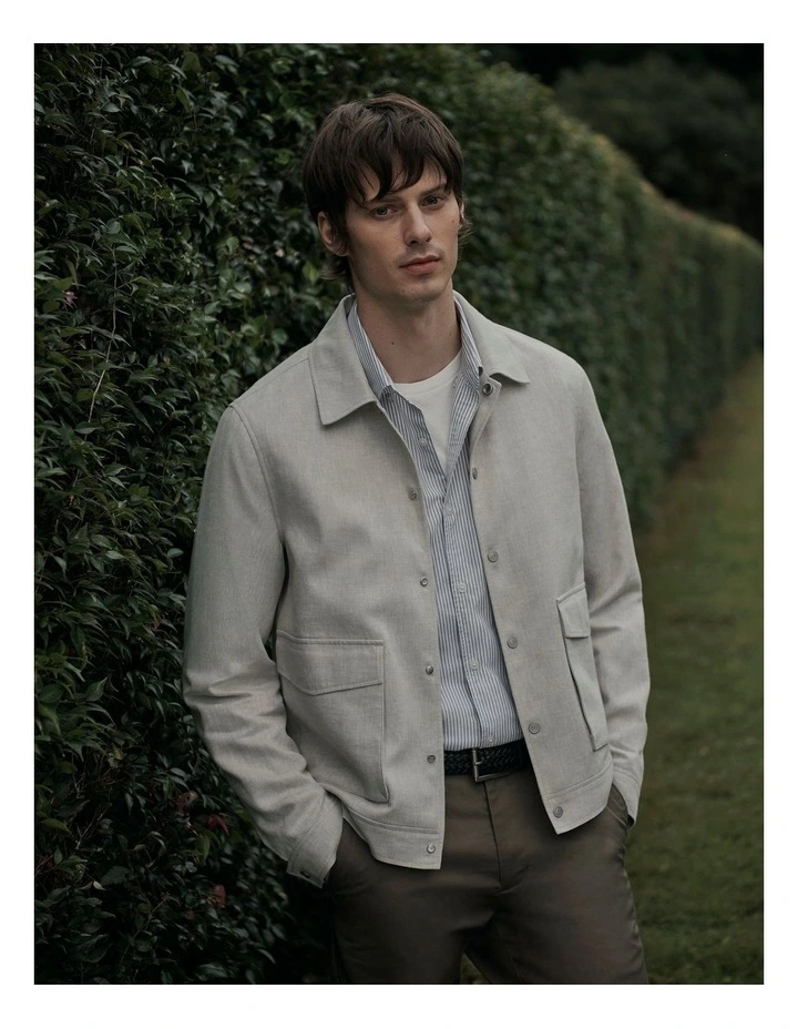 Lin Cut Out Blend Bttn Jacket in Oat image 5