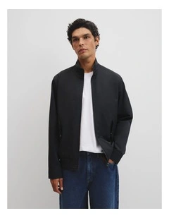 Cut Out Nyln Fnl Nck Jacket in Black