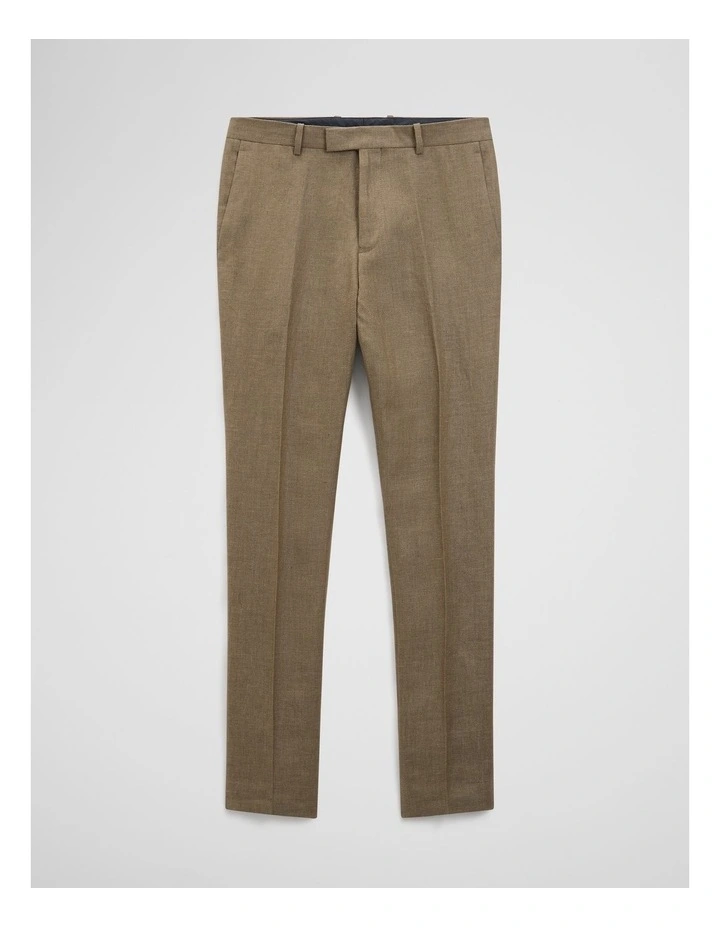 Regular Fit Tapered Linen Pant in Khaki image 2