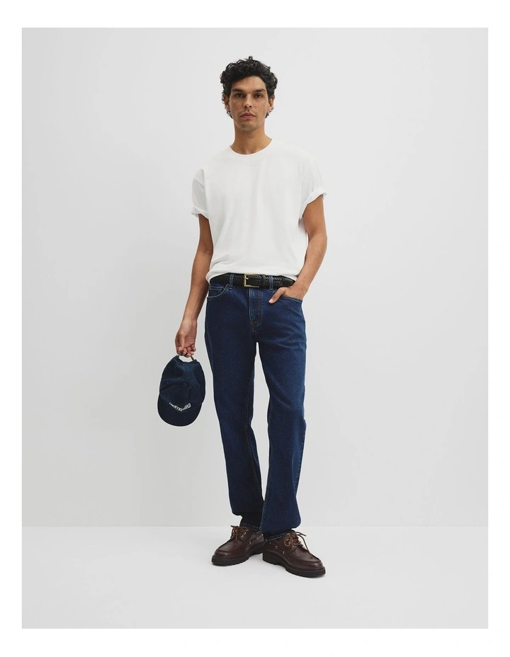 Australian Cotton Straight Leg Jean in Mid Blue Denim image 1