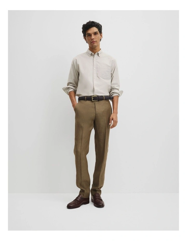 Australian Good Earth Cotton Regular Fit Oxford Shirt in Stone image 4