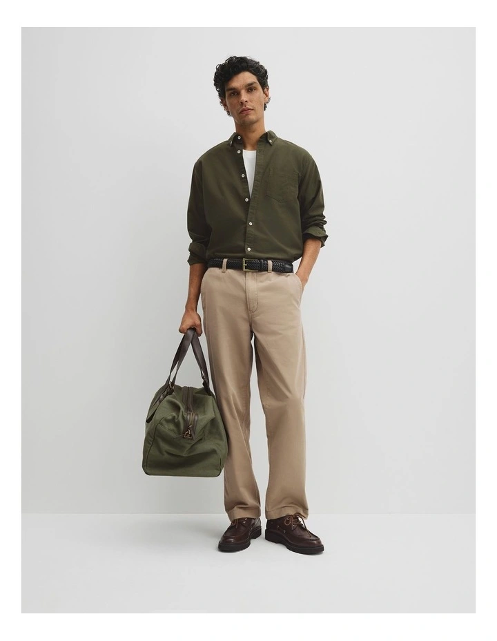 Australian Good Earth Cotton Regular Fit Oxford Shirt in Deep Khaki image 4