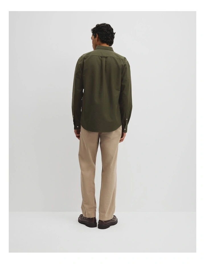 Australian Good Earth Cotton Regular Fit Oxford Shirt in Deep Khaki image 5