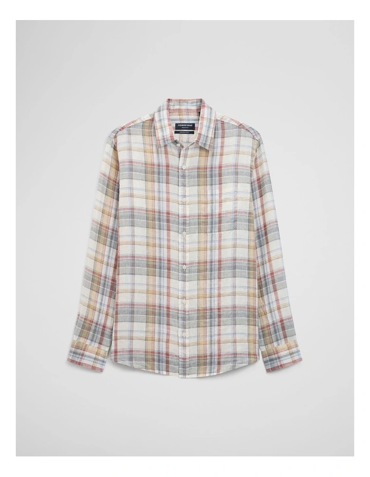 Regular Fit Linen Check Shirt in Multi Check image 2