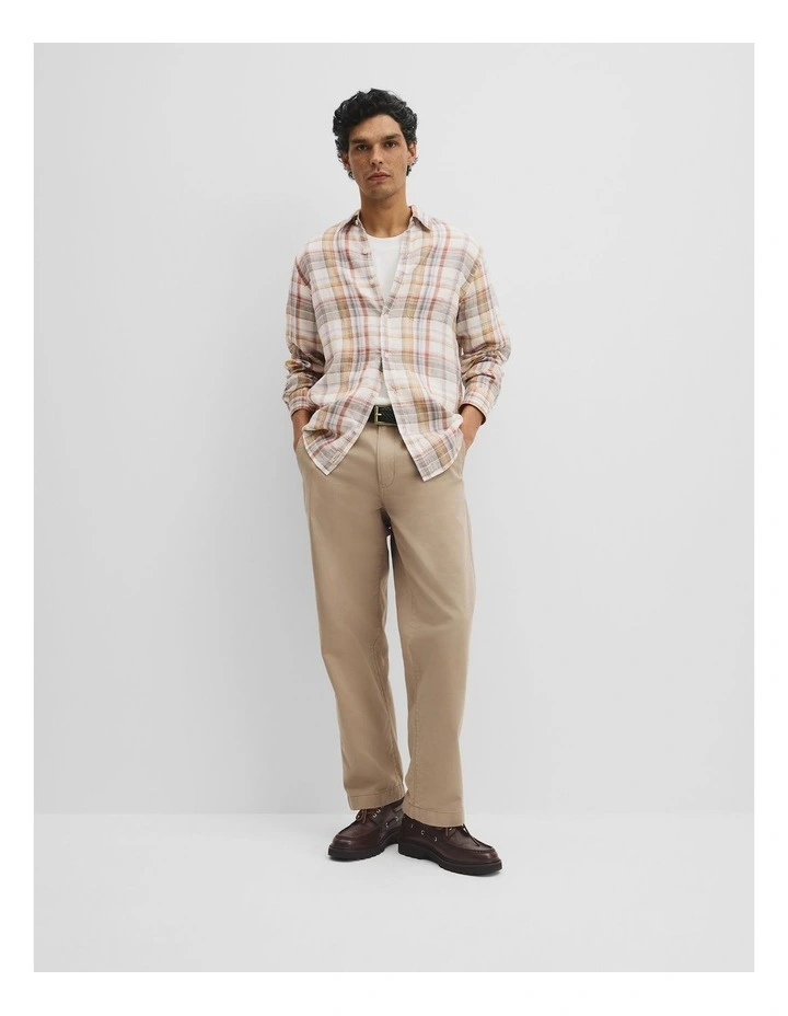 Regular Fit Linen Check Shirt in Multi Check image 4