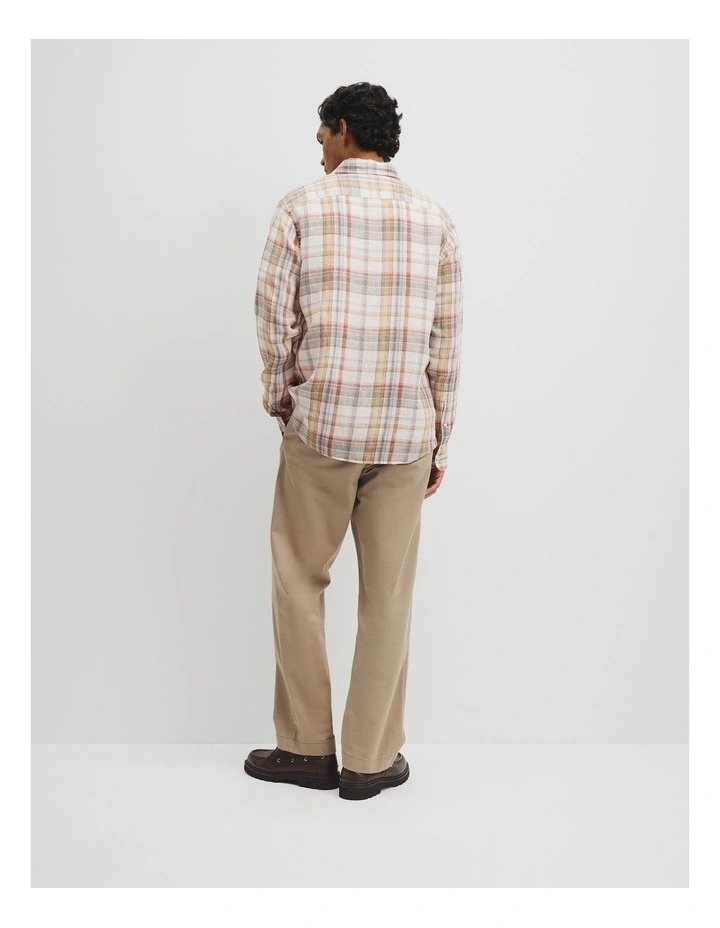 Regular Fit Linen Check Shirt in Multi Check image 5