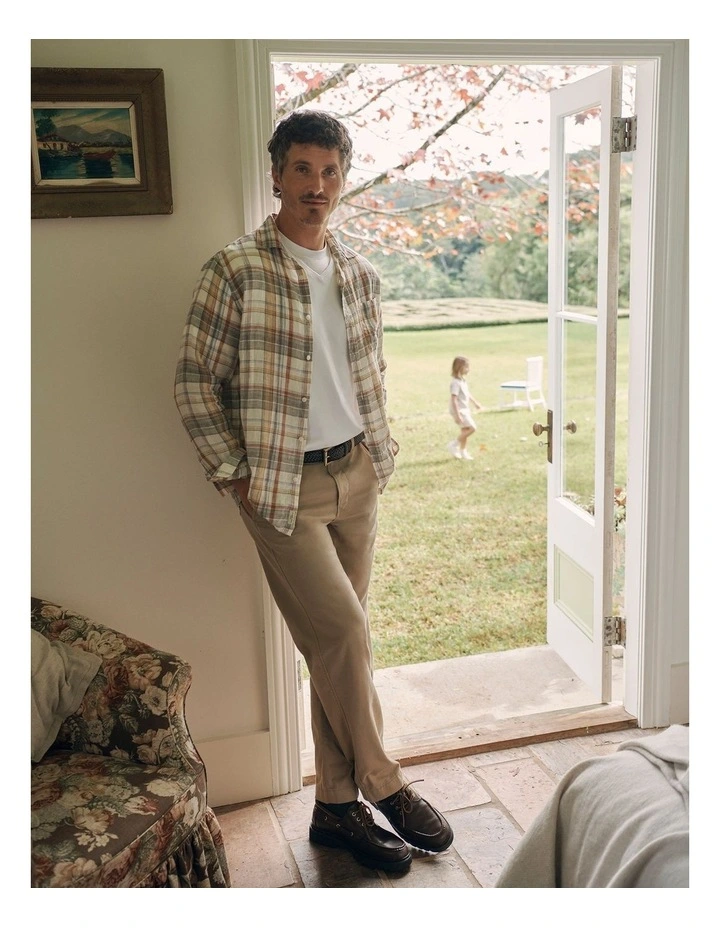 Regular Fit Linen Check Shirt in Multi Check image 6