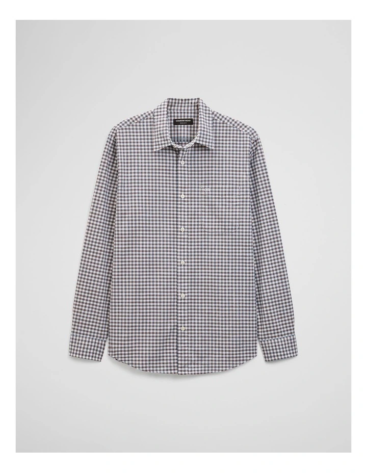 Regular Fit Cotton Gingham Shirt in White Multi image 2
