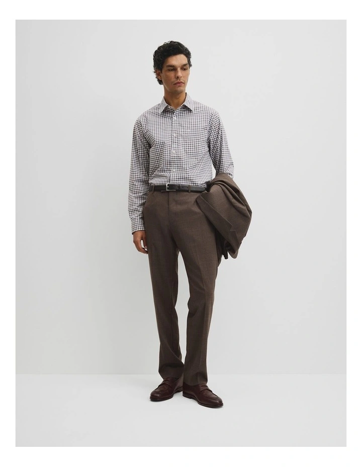 Regular Fit Cotton Gingham Shirt in White Multi image 4