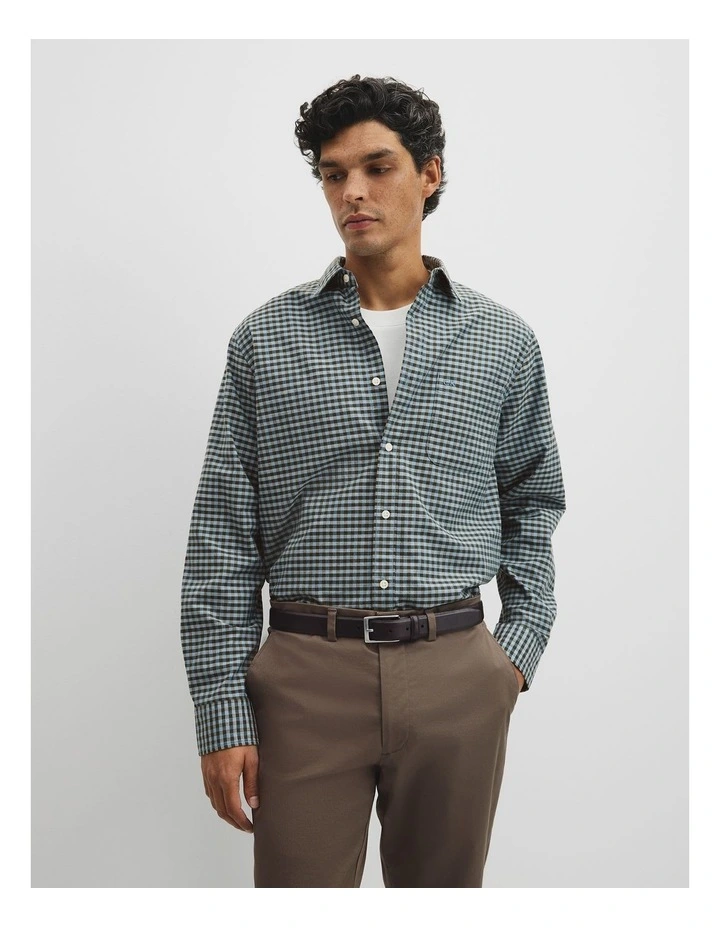 Regular Fit Cotton Gingham Shirt in Green Multi image 1